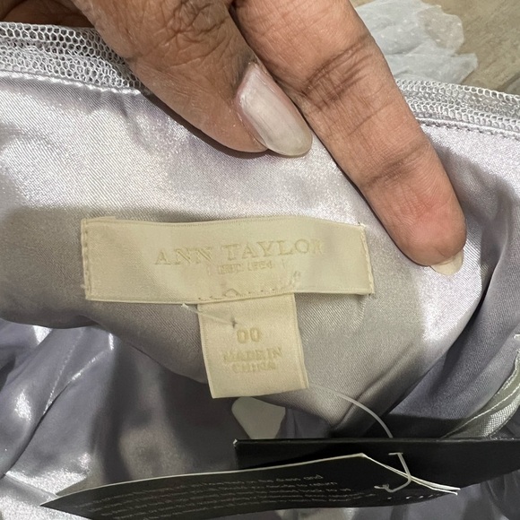 Ann Taylor Grey Chiffon Dress In Size 00 - Picture 6 of 7